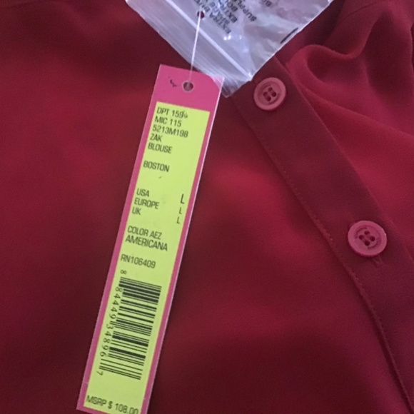 NWT Catherine Malandrino Kimono Tie Waist Peplum Top Blouse L Americana Red - Picture 5 of 6